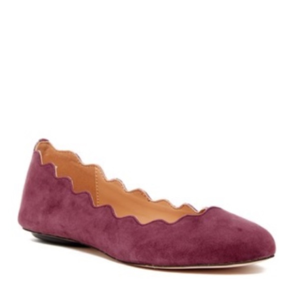 Ciao Bella New Suede Flats with Scalloped Edge
